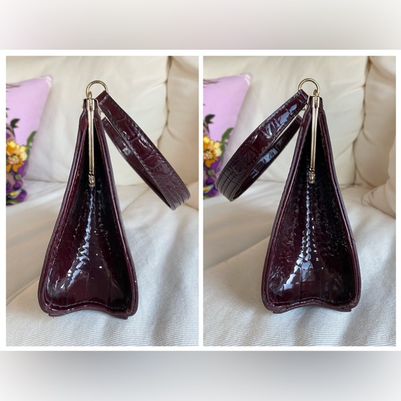 Liz Claiborne burgundy patent faux croc minibag with top handle - Picture 12 of 16